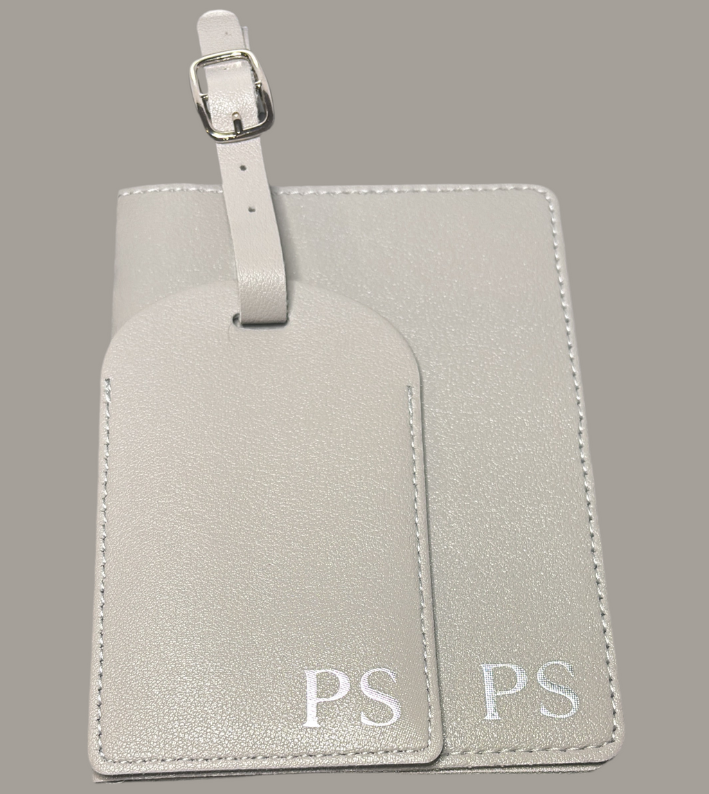 Grey Passport & Luggage Tag Set