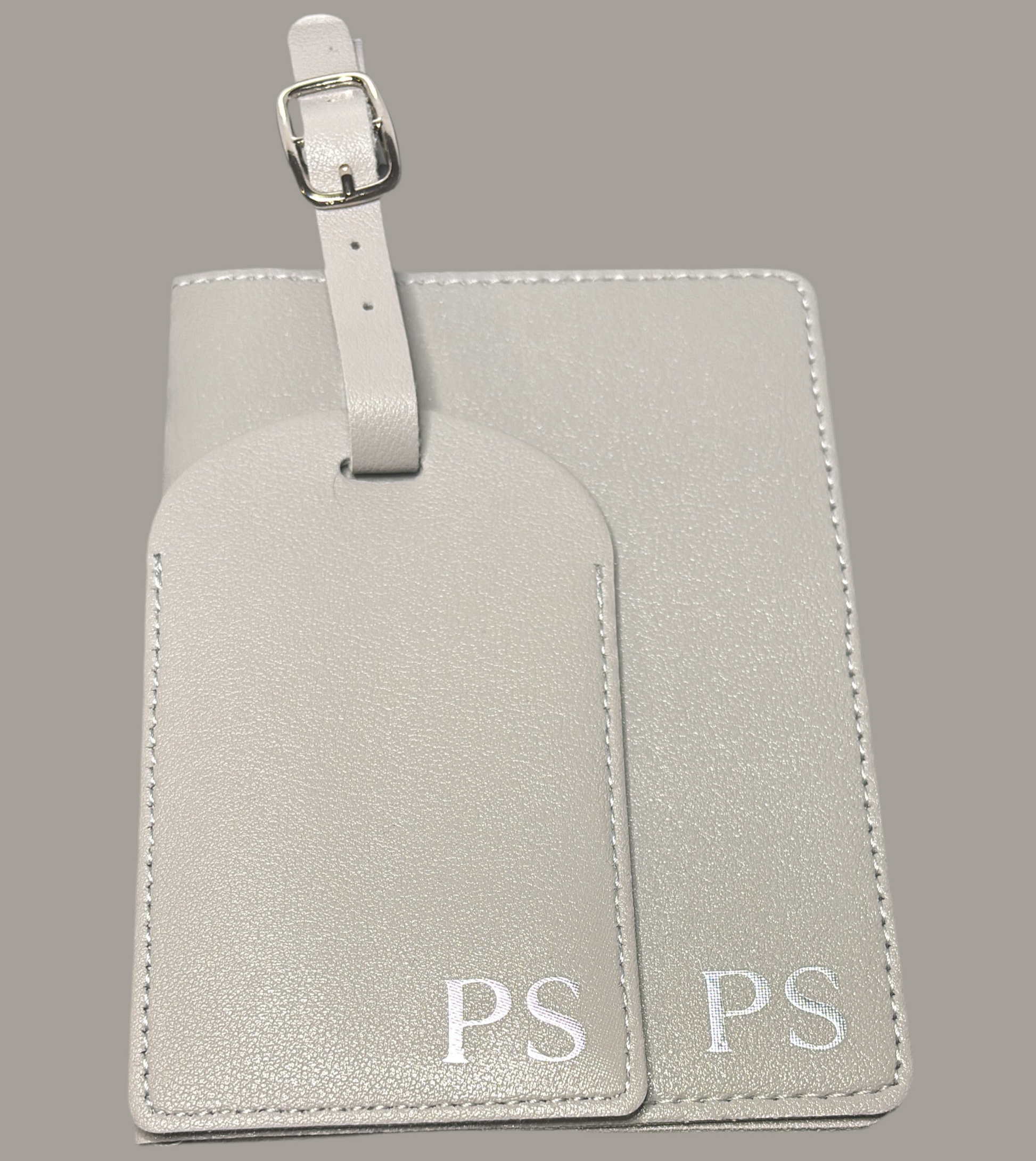 Grey Passport & Luggage Tag Set
