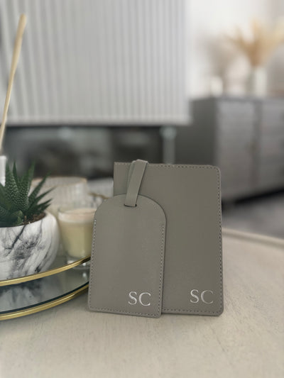 Grey Passport & Luggage Tag Set